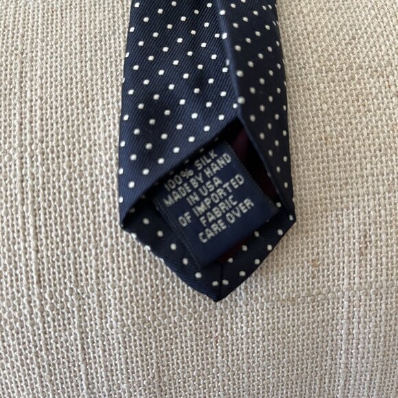 J Crew Tie Navy White Polka Dots  100% Silk Formal Elegance - Picture 3 of 4